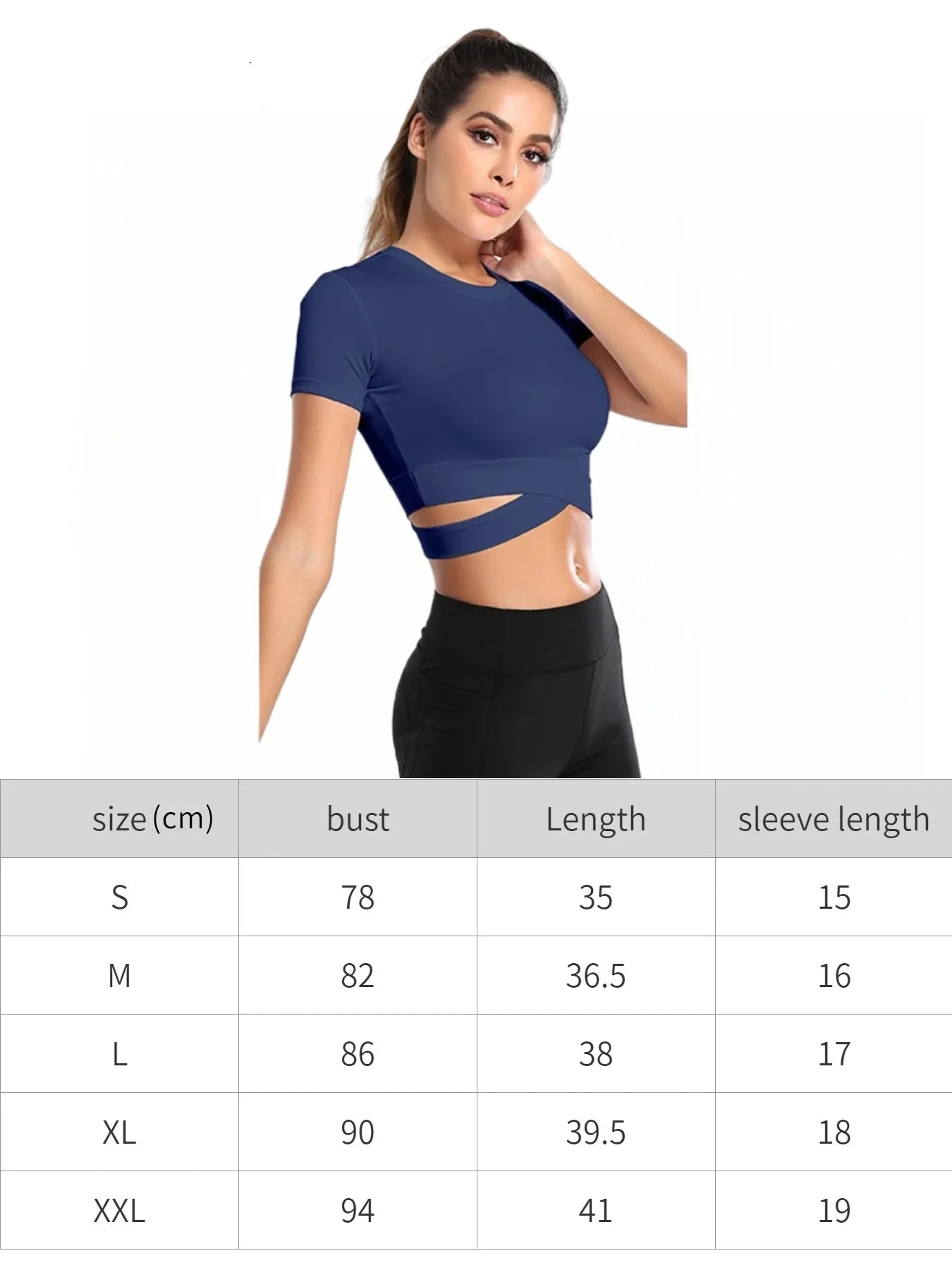 Women's short yoga top with cross straps and breathable waist suitable for gym, shapewear, and Pilates exercises