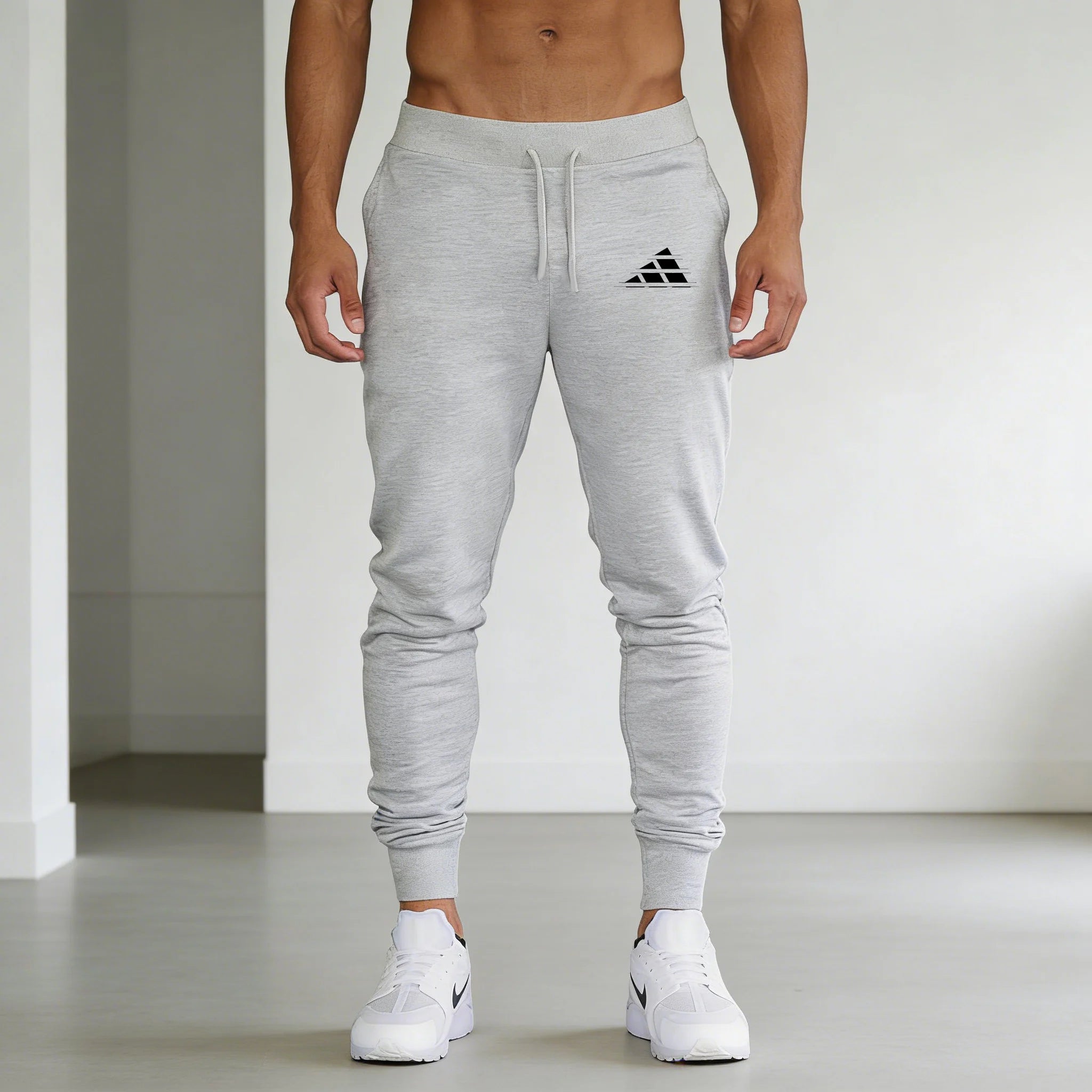New Men‘s Triangle printing Casual Sports Pants Running Workout Jogging Long Pants Gym Sport Trousers for Men Jogger Sweatpants
