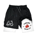 Men's gym compression shorts boxing printed sports pants double layered quick drying basketball beach muscle exercise fitness