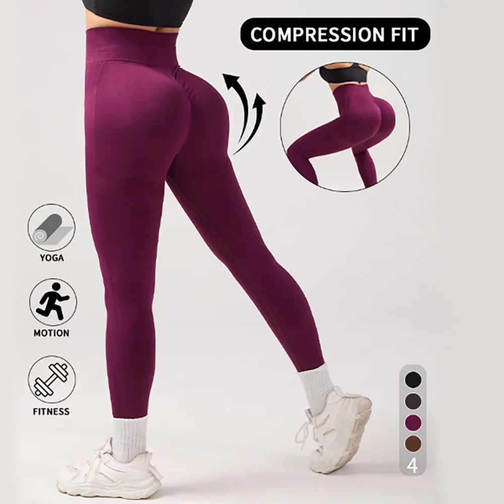 Women's Sports Leggings Yoga Pants Gym Leggings - Comfortable Fitness Trousers for Active Women Seamless yoga pants high waisted